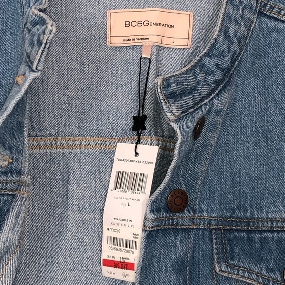 NWT BCBGeneration Contrast Bell Sleeve Light Blue Button Up Denim Jacket size L - Picture 8 of 14